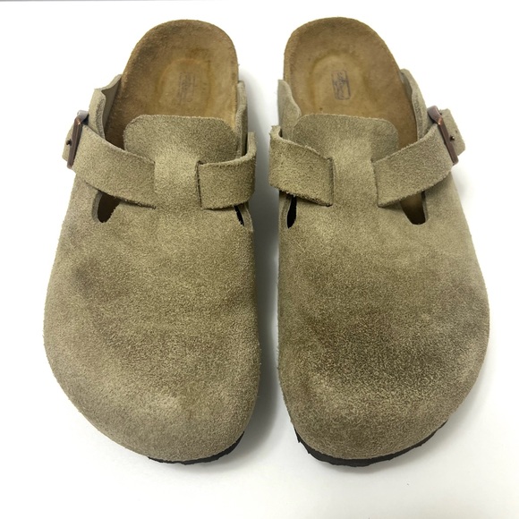 Birkenstock Shoes - Women's Suede Slip-On Clog in Taupe